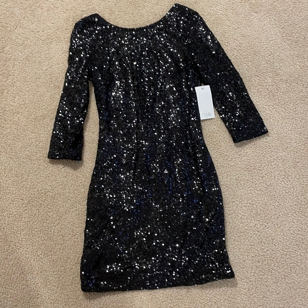 Tobi Black sequin dress size L NWT